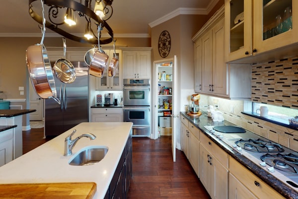 Modern kitchen with professional plumbing fixtures and sink